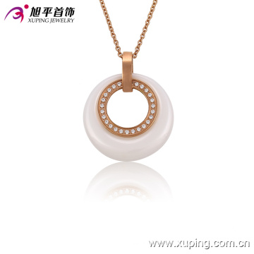 Mujeres de moda Rose Gold-Plated Imitación CZ Jewelry Ceramic Necklace o Chain --42892